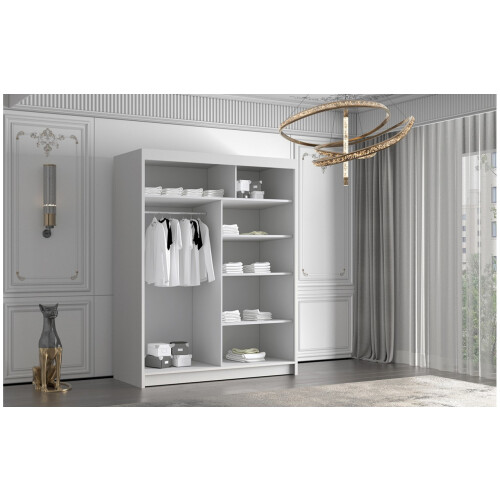 (Black, 150cm) ELUKS - FLAVIO Sliding Doors Wardrobe with Mirror 1