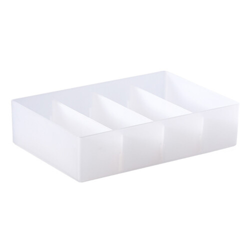 4 Section Drawer Organizer Tray with Removable Dividers, Stackable Plastic Bin