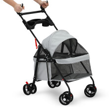 Foldable Pet Stroller for Cats & Small Dogs 15kg Breathable Outdoor