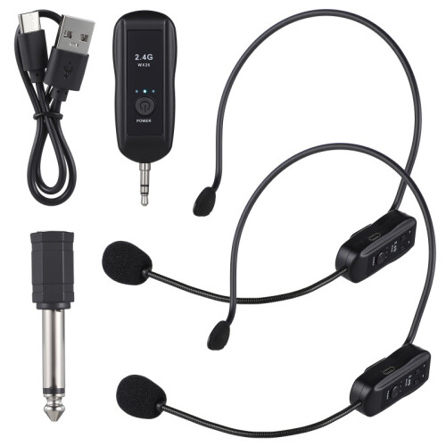 2pcs 2.4G Wireless Headset Microphone with Receiver for Classroom Teaching