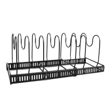 Erweiterbarer Eisenpfannen- und Deckelorganizer, 7 Fächer, 19 cm hoch