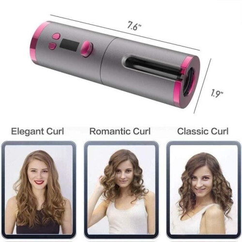 Automatic Curling Iron Cordless Curling Iron with LCD Display and Timer, 6 Adjustable Temperatures, Ceramic Curler 1