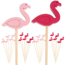 100Pcs Colorful Bamboo Cocktail Stirrers Flamingo Shaped Food Picks