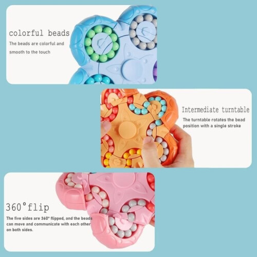 Magic Bean roterende kubus - sensorisch decompressiespeelgoed - blauw - kind - unisex 1
