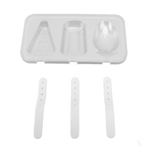 3-Cavity Stainless Ice Pop Mold 20x10.5cm Silver