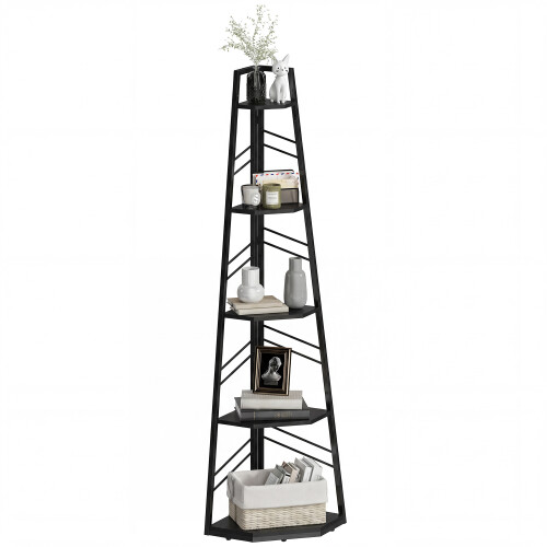 Homcom HOMCOM 5-Tier Corner Bookcase, Floor Standing Shelving Unit, Black 1