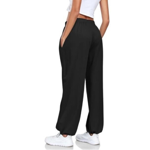 Jogginghose - MARKE - Lockere Passform - Hohe Taille - Elastisch - Schwarz 2