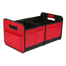 (red) Collapsible Car Trunk Organizer Car Organizers with Reinforced Handles & Pockets Car Accessories for Women/Men