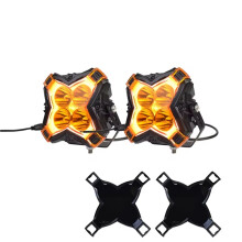 2 Set LED Spot Light Pods 4 Inch Off Road Luxury Driving Lights White Light Yellow and Black Design