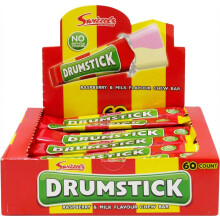60x Swizzels Drumstick Original Raspberry and Milk Chew Bar Bulk Retro Sweets