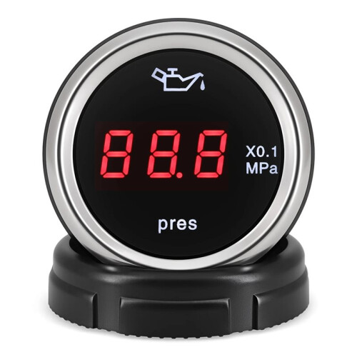 0-1.0MPa 2"52mm Oliedrukmeter met Sensor 1/8NPT  LED Digitale Oliedrukmeter Knipperend voor Auto Jacht