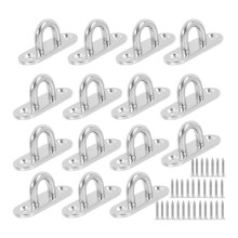 15 Pcs Stainless Steel M5 Ceiling Hook Ring Hooks,Pad Eye Plate U Hooks, Wall Mount Hook Hanger with 30 Pcs Screws