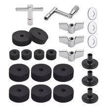 23Pcs Cymbal Replacement Accessories Drum Parts with Cymbal Stand Felts Drum Cymbal Pads Include Wing Nuts Washers
