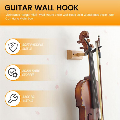 Violin Rack Hanger Violin Wall Mount Violin Wall Hook Solid Wood Base Violin Rack Can Hang Violin Bow 1
