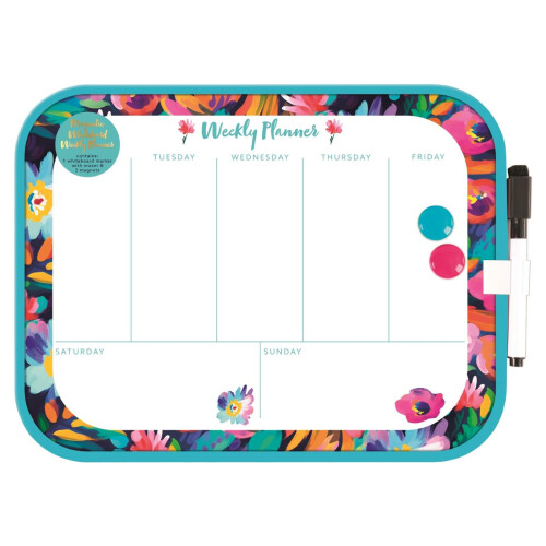 Anker Floral Weekly Planner Whiteboard with Dry Wipe Marker