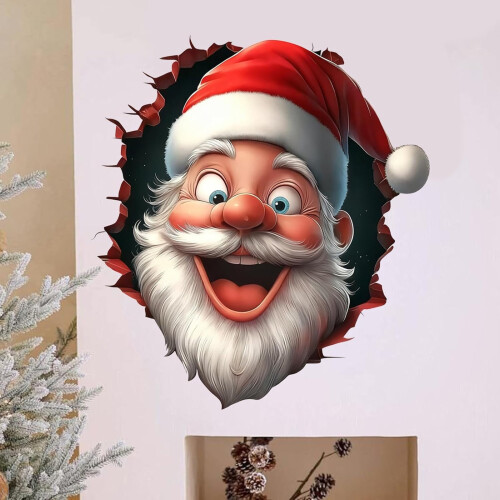 Christmas wall decals Santa gift box design 1 set