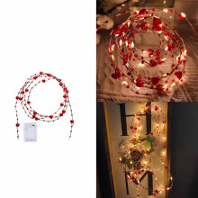 Guirlande lumineuse à perles en forme de cœur, 3 m (10 pi), 30 DEL rouges
