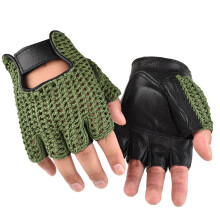 Herrehandsker i uldlæder med halve fingre, 2-pak