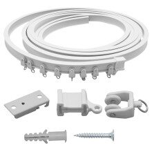 Binario per tende curvo flessibile in PVC bianco, 5 m (16,4 piedi), sistema di montaggio a soffitto per divisorio per ambienti, camper, doccia,