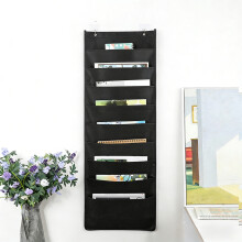 Organisateur mural de rangement gris et noir avec poches suspendues (lot de 6)