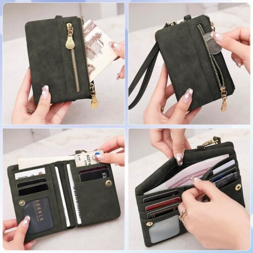 Wallet - Women's - PU Leather - Black - 10 Card Slots - Multi-Compartment 1