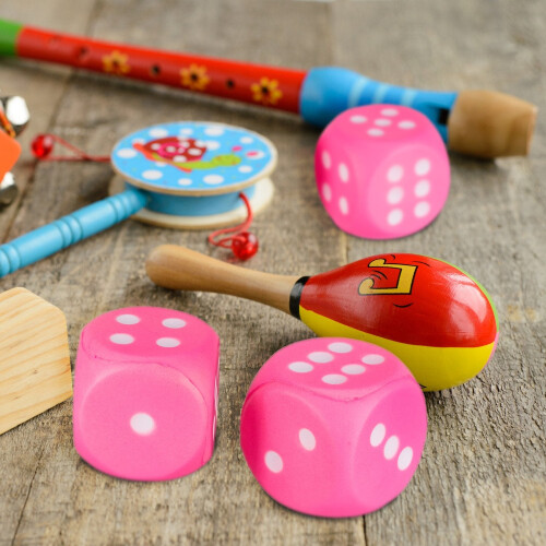 Conjunto de dados de espuma rosa - 6 cubos numéricos macios para crianças