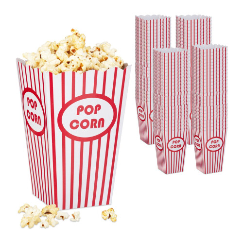 Sachets de pop-corn réutilisables, lot de 100, style cinéma