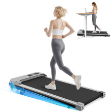 Caminhador 3 em 1 - DSKEUZEEW - Inclinação 7% - Velocidade ajustável 1-8 km/h - Superfície 38.5 x 94 cm - Prateado