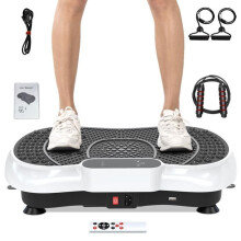 Vibrerende plaat met stille motor + Bluetooth - 99 vibratieniveaus + 15 trainingsprogramma's - met afstandsbediening - Wit