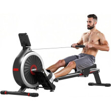 Rameur Magnetico - Rameur per appartamento - con Display LED e 16 Livelli di resistenza - Capacità Massima 150KG - Nero