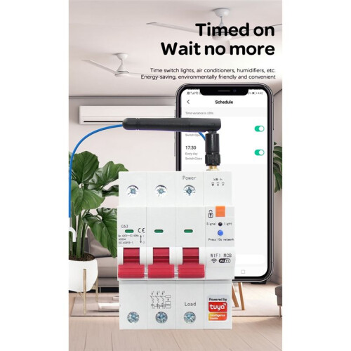 Tuya  WiFi RS485 3P+N MCB Breaker Prepaid Meter Timer  Voltage Current Protector Voice Control 63A Adjustable