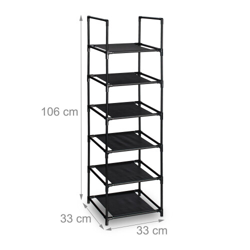 Narrow Shoe Rack with Fabric Shelves, Space-Saving Design 2