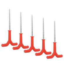 Tiges de piquets de tente de pêche sur glace rouge de 18,5 cm - Pack de 5, outils de fixation en ABS et fer