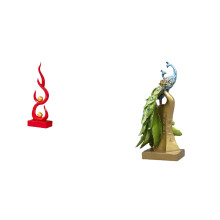 Sculpture abstraite de paon de feu en résine, 2 pièces