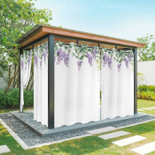 Tende da esterno floreali impermeabili, viola e verdi, 54x84 pollici.