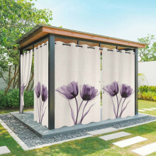 Tavaszi retro lila tulipánfüggönyök, vízálló kültéri teraszfüggönyök, kompatibilisek verandával, pavilonnal, kerttel, pergolával –