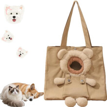 Bolso bandolera transportador para mascotas, para perros y gatos, con diseño que permite sacar la cabeza.