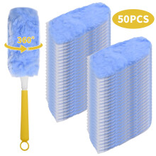Recharges pour plumeau en microfibre, manche jaune, lot de 50