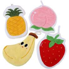 Serviettes pour les mains motif fruits, velours corail doux, lot de 4