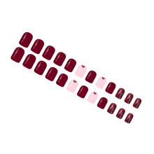 Künstlerische künstliche Fingernägel mit Glitzerherzen, kurz, quadratisch, 24 Stück