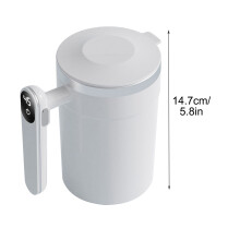 Elektrisk selvrørende kaffekop 402 ml, magnetisk, vakuumkrus i rustfrit stål med låg og temperaturdisplay – kompatibel med USB-opladning