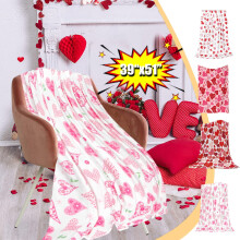 Flannel Fleece Throw Blanket – Sweet Love Retro Heart Design, Valentine's & Christmas Gift for Couples, 39x51in, Soft Warm Lightweight Blanket for