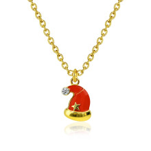 Feestelijke bedelketting met koperen strass-steentjes, sneeuwvlokjes en belletjes.