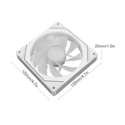 ARGB PWM Silent Computer Cooling Fan 120x120x25mm White 1