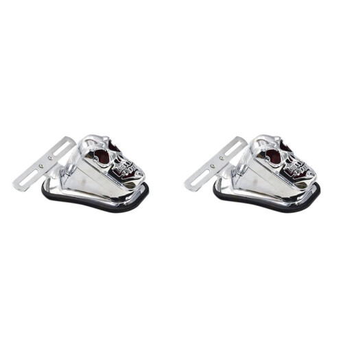 2X Motorcycle Brake Light Tail Light Skull Light Warning Signal Light for Prince Silver
