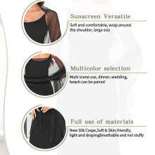 (Black, 70x180cm) Women\'s Sun Protection Shawl - Breathable Holiday Gift