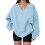 Blusa de moletom feminina oversized com decote em V, manga longa e cor sólida. 1