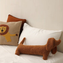 Cojín decorativo con diseño de perro salchicha marrón, 65 cm de relleno de plumón de cordero.