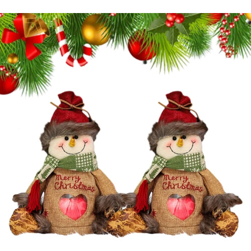 Sacolas de presente de Natal com zíper – Tecido de linho, reutilizáveis.