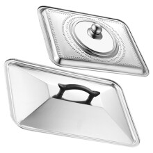 Stainless Steel Wok Lid Cover Silver 2 pcs